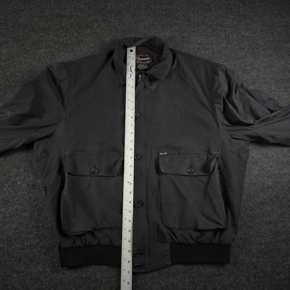 Vtg Faconnable Albert Goldberg Black Biswing Bomber Jacket Elbow Patches Men's L - Picture 7 of 16